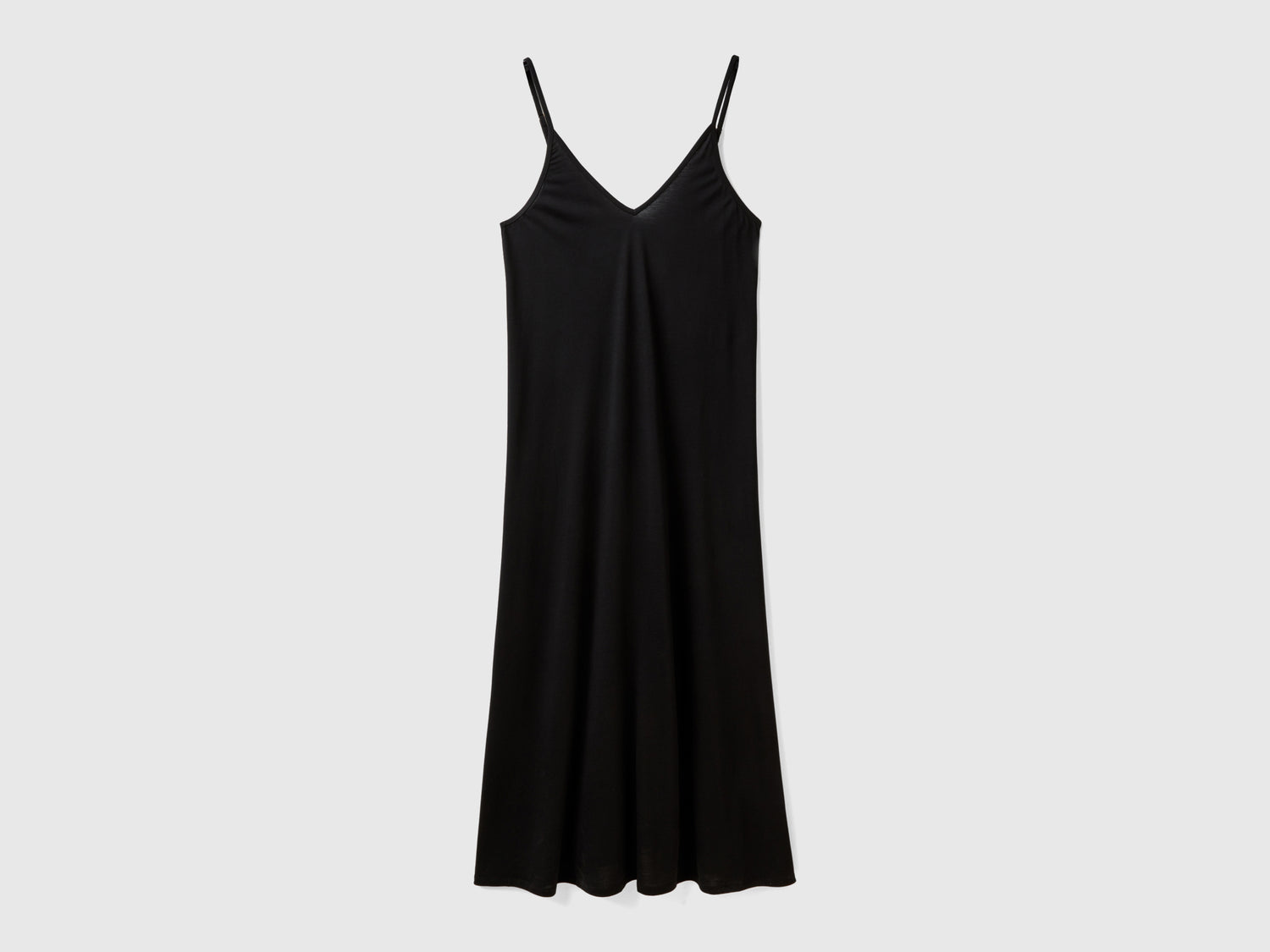 Abito fluido con scollo a V da donna nero | Benetton Outlet