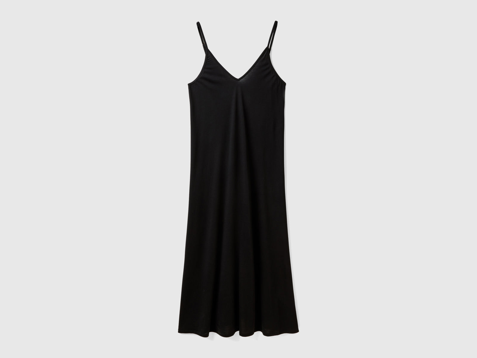 Abito fluido con scollo a V da donna nero | Benetton Outlet