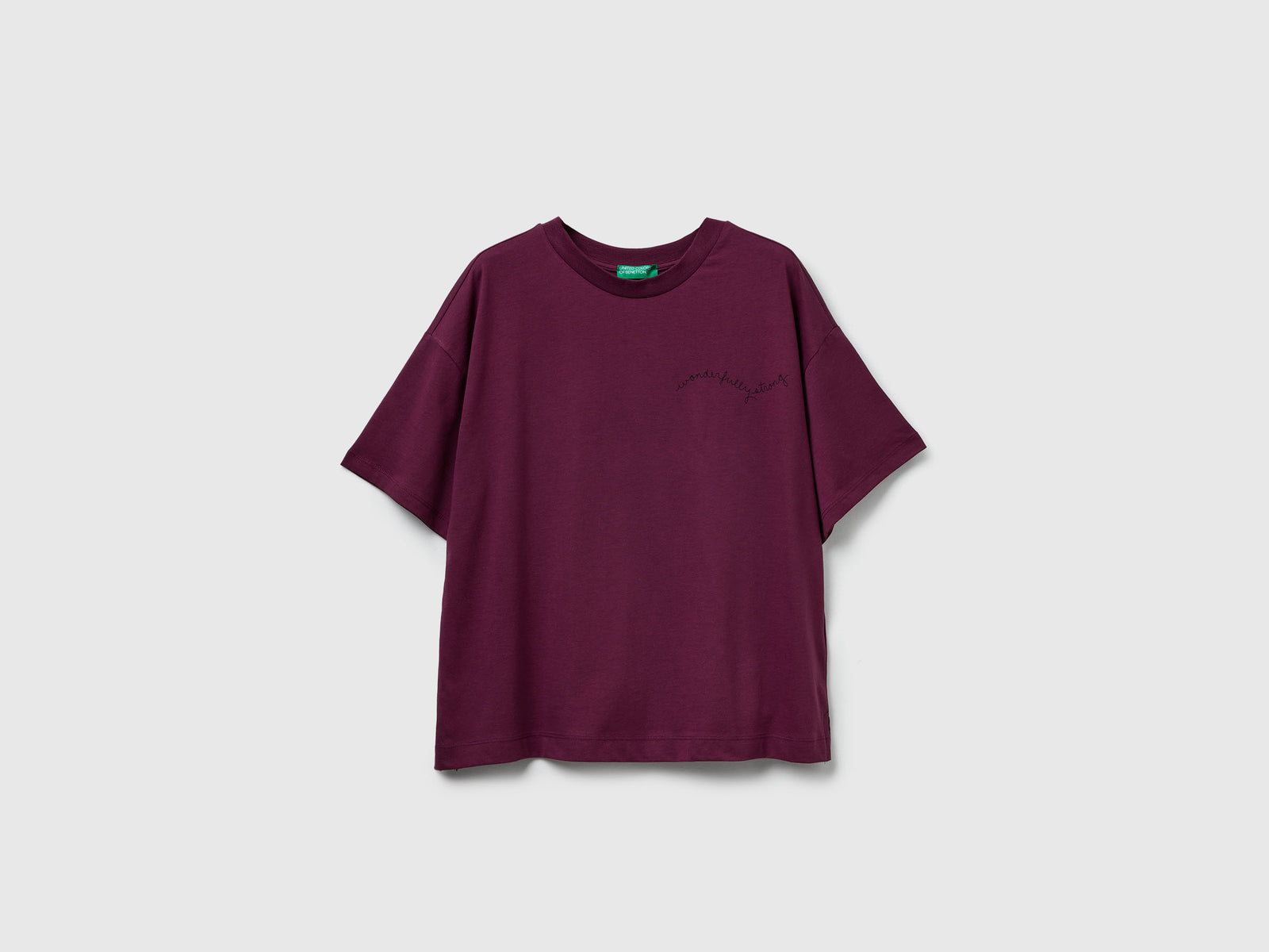 Maglietta con stampa slogan da donna prugna | Benetton Outlet