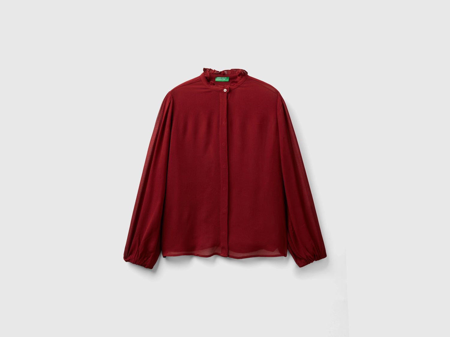 Camicia fluida con rouches da donna bordeaux | Benetton Outlet