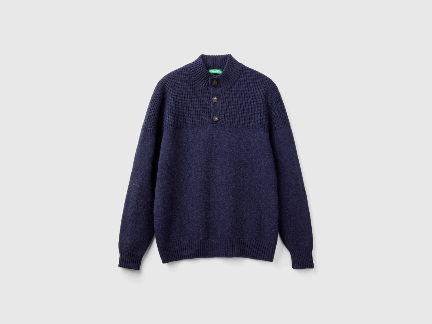 Maglia con collo alto in pura lana Shetland da uomo viola | Benetton Outlet