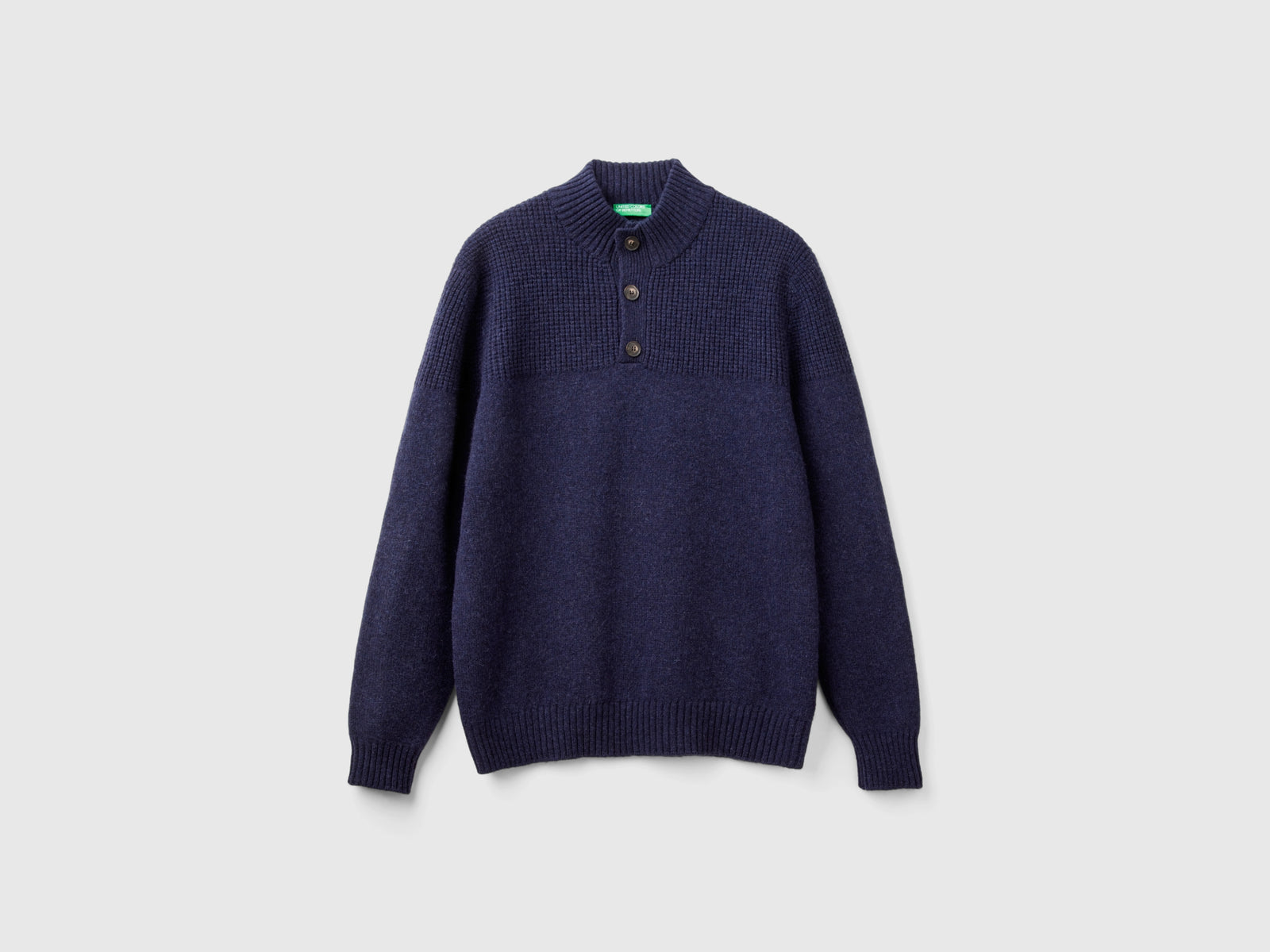 Maglia con collo alto in pura lana Shetland da uomo viola | Benetton Outlet
