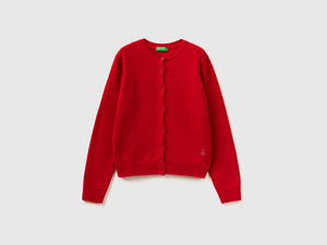 Cardigan girocollo con logo in strass