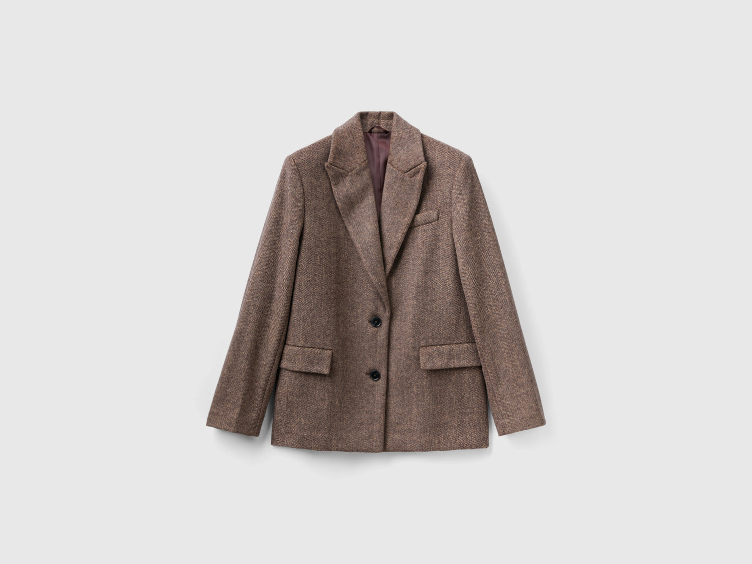 Giacca in misto lana con tasche da donna marrone | Benetton Outlet
