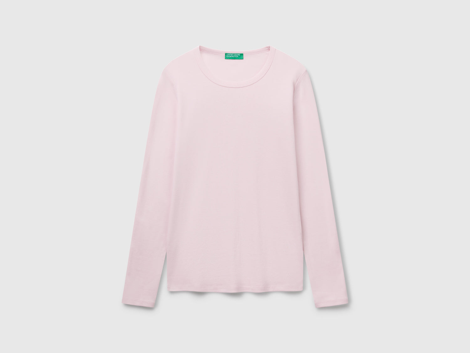 T-shirt manica lunga 100% cotone da donna rosa tenue | Benetton Outlet