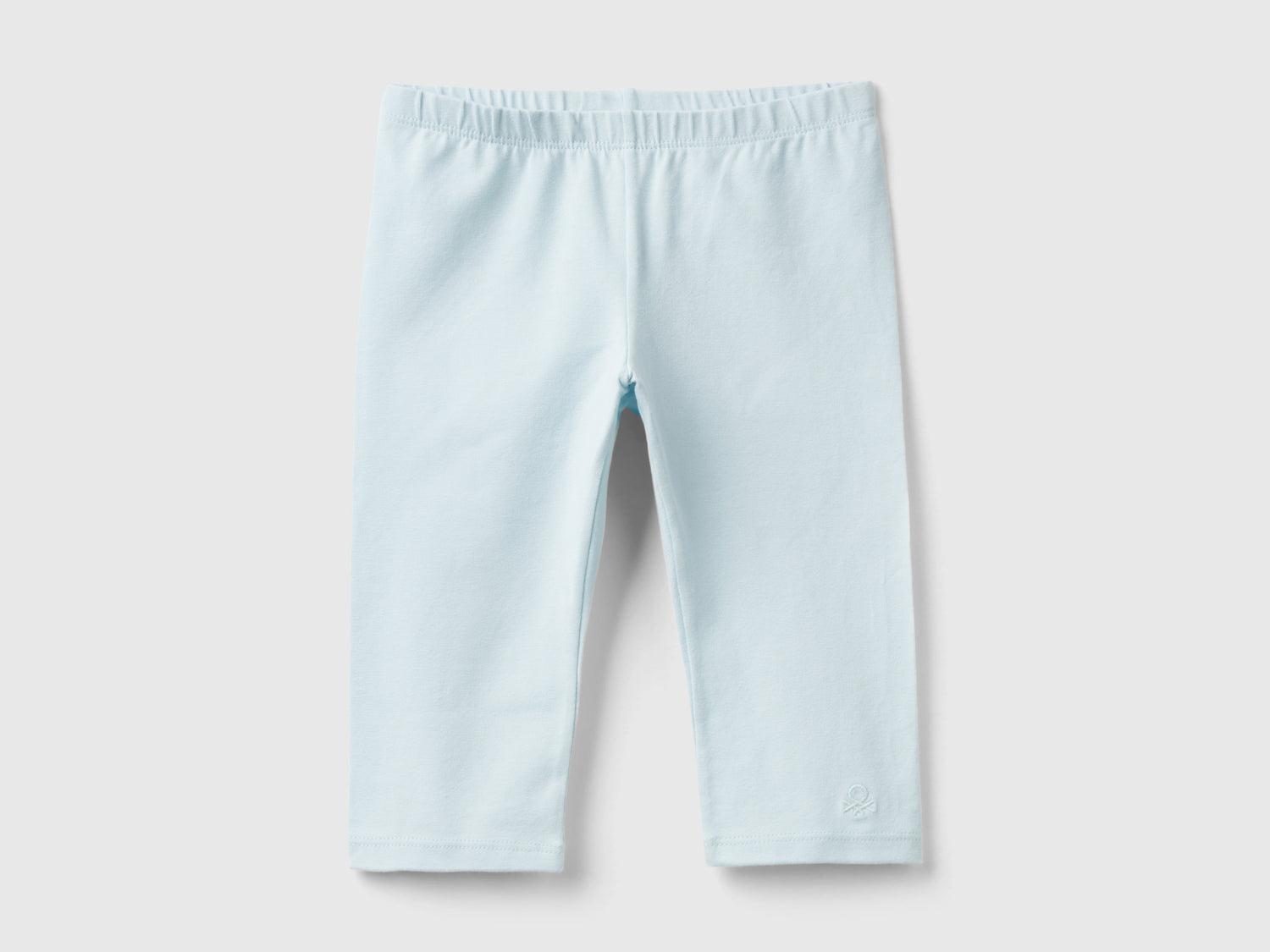 Leggings a 3/4 in cotone elasticizzato da bimba azzurro | Benetton Outlet