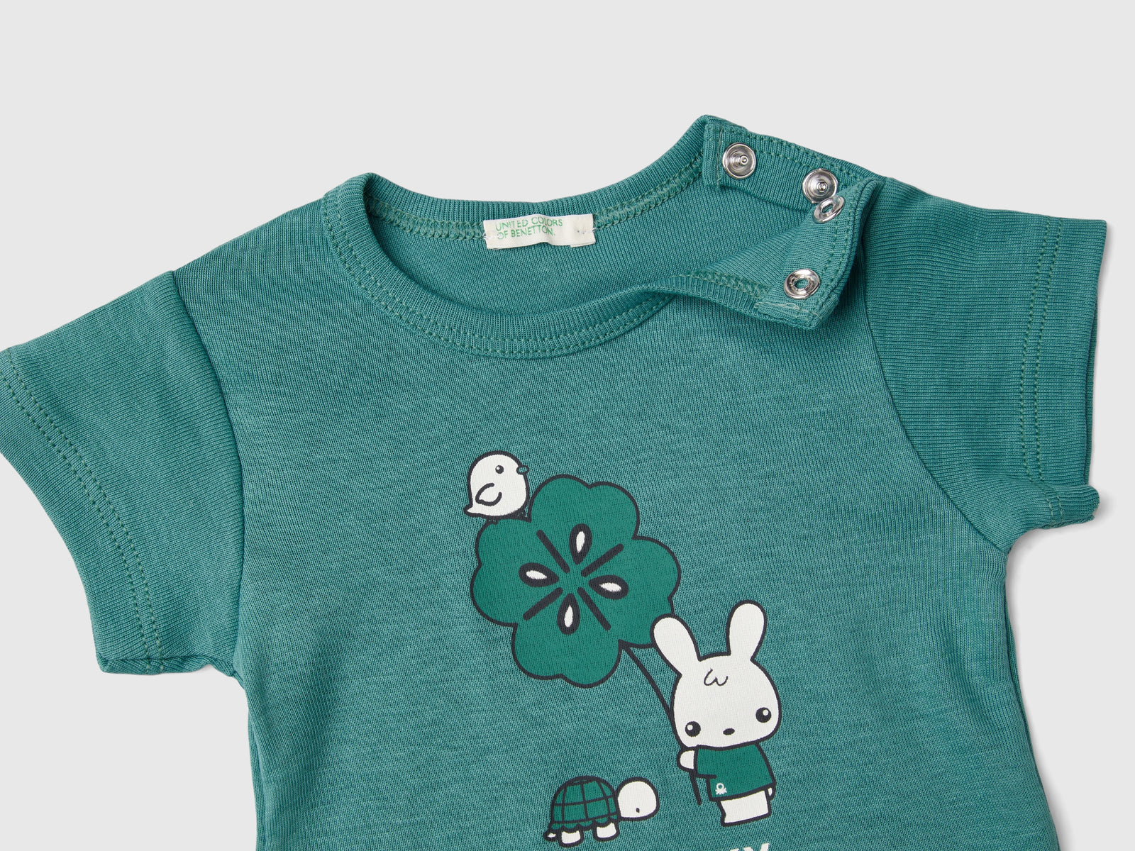 Maglietta 100% cotone biologico da neonato verde 2 | Benetton Outlet