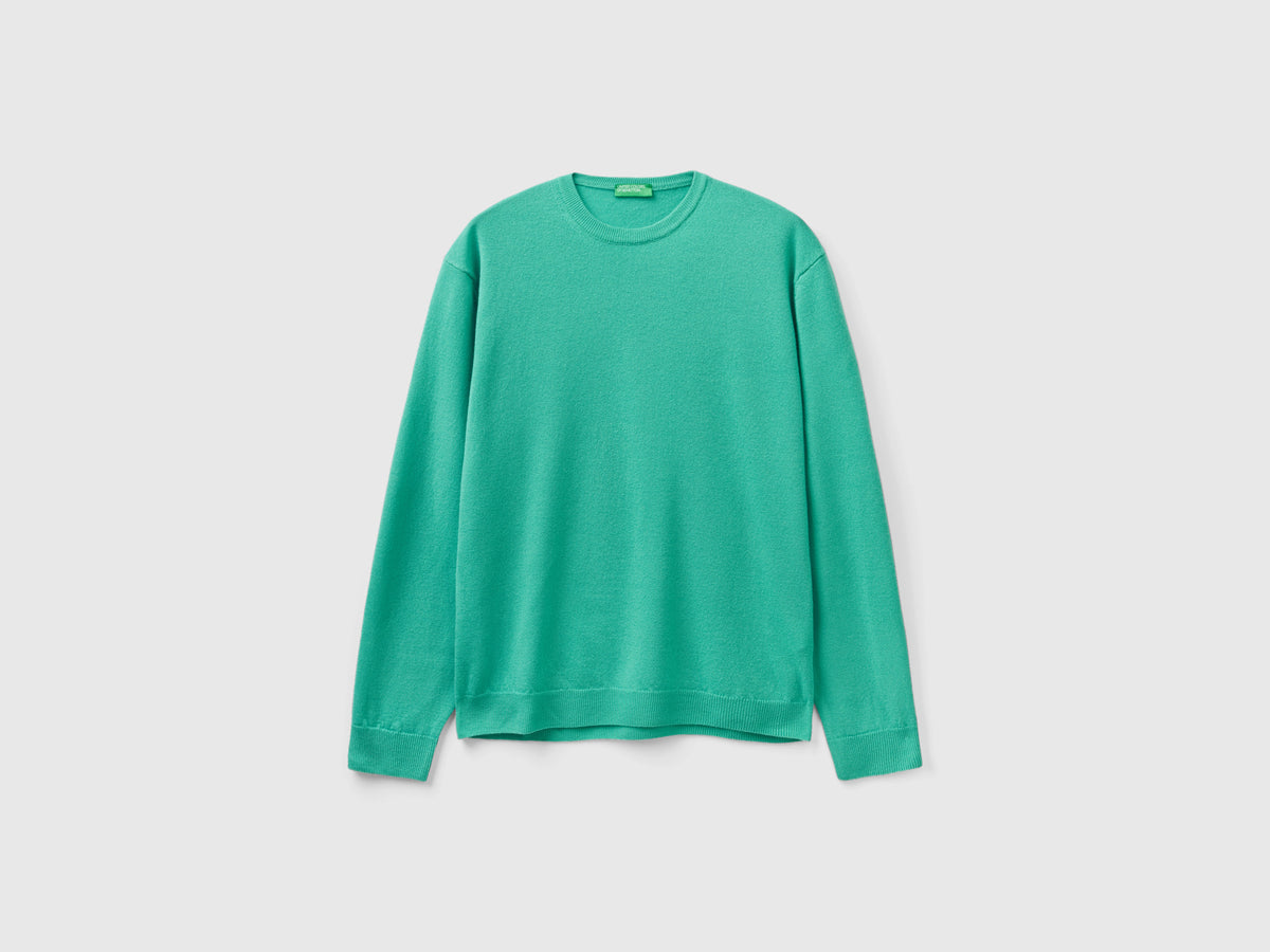 Maglia girocollo chiaro in pura lana Merino
