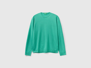 Maglia girocollo chiaro in pura lana Merino