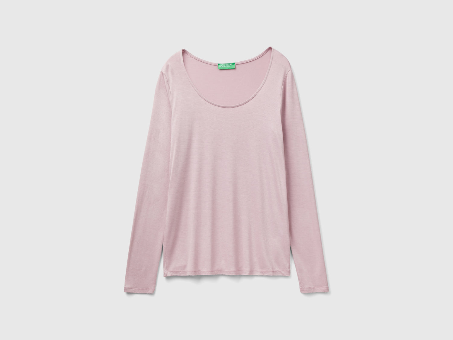 Maglietta in viscosa stretch da donna rosa tenue | Benetton Outlet