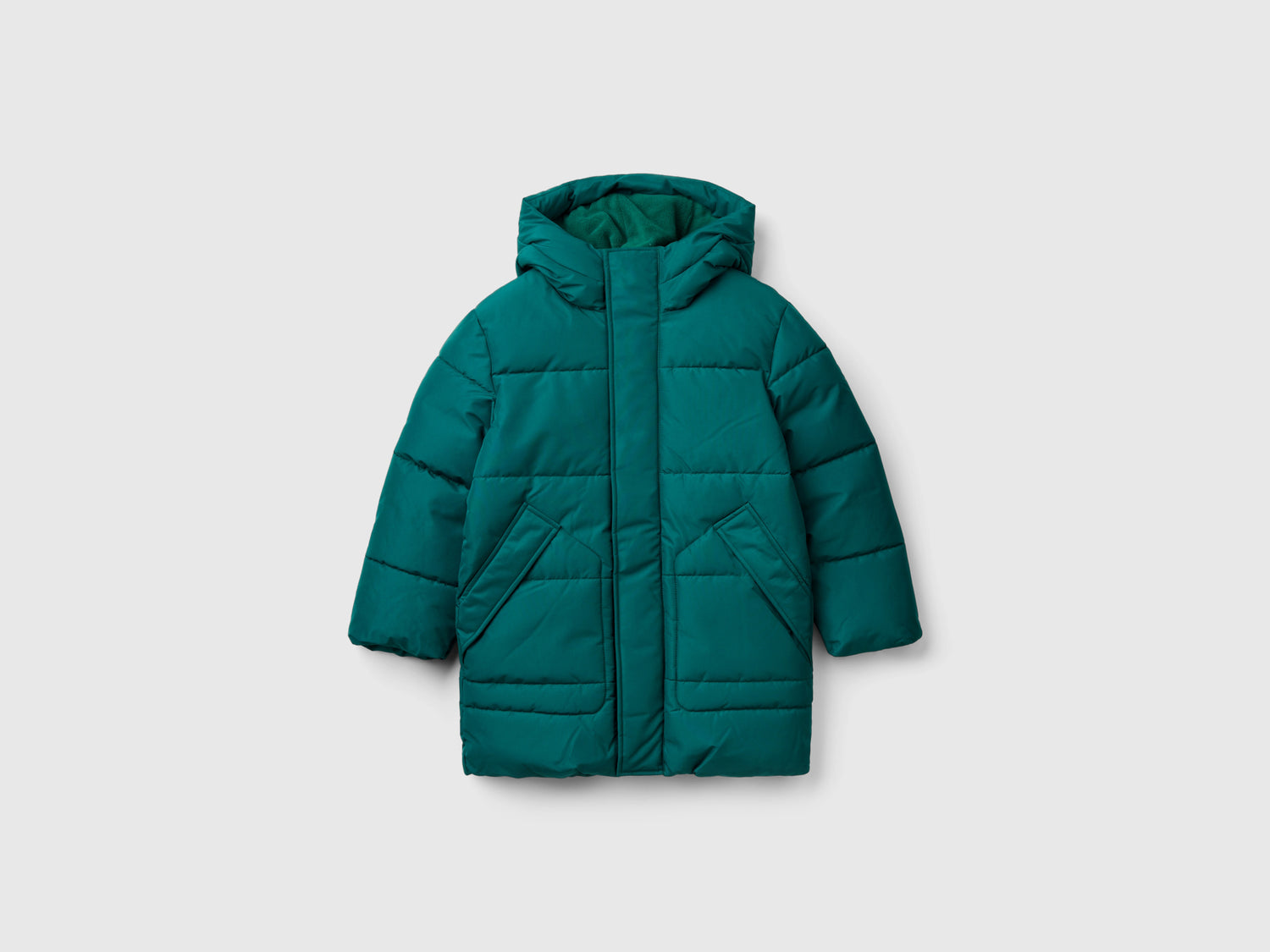 Piumino foderato in pile da bambino verde scuro | Benetton Outlet