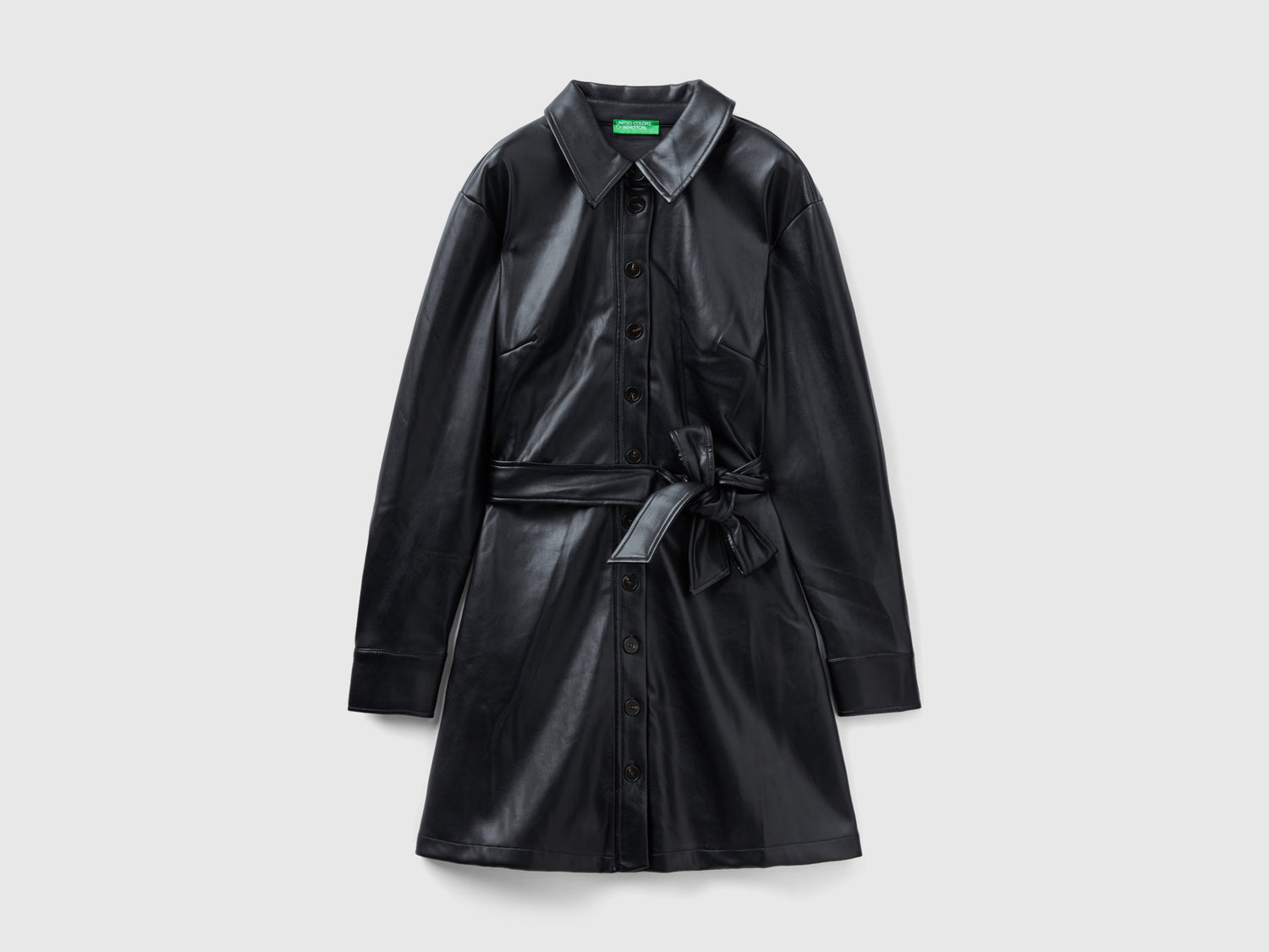 Chemisier mini in tessuto spalmato da donna nero | Benetton Outlet