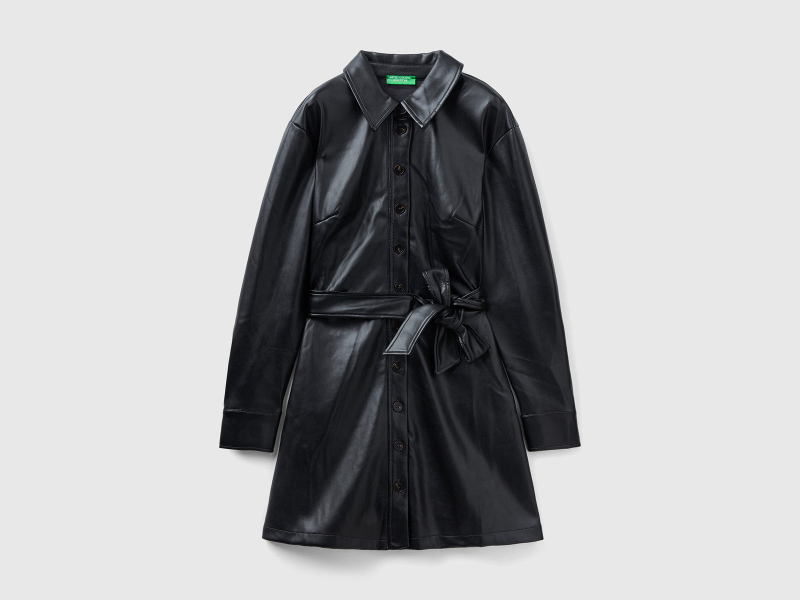 Chemisier mini in tessuto spalmato da donna nero | Benetton Outlet