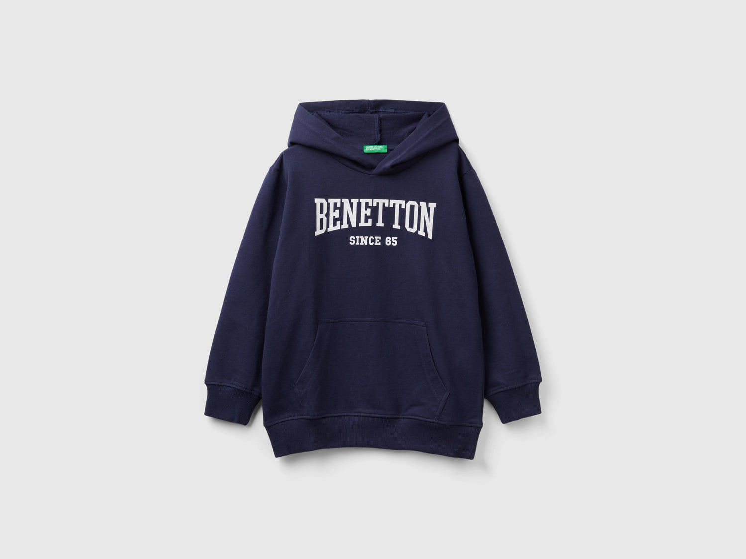 Felpa leggera con cappuccio da bambino blu scuro | Benetton Outlet