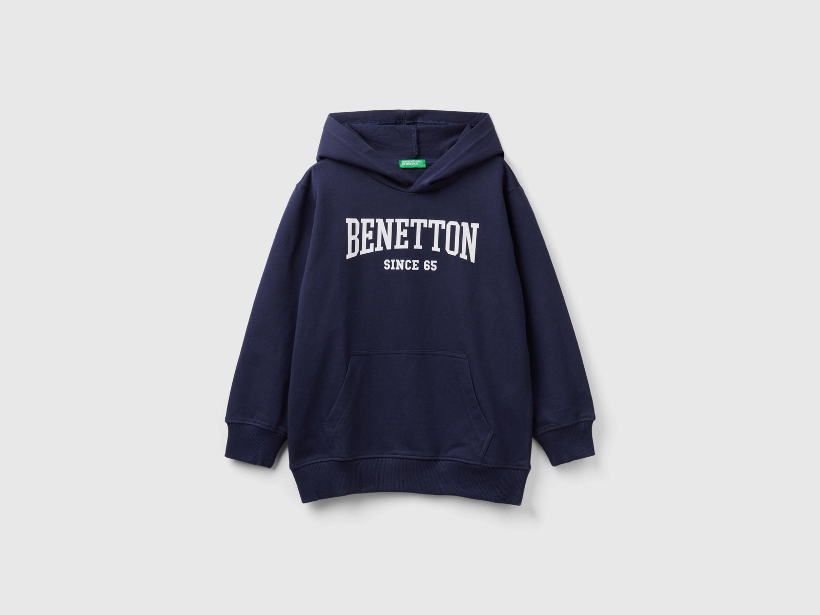 Felpa leggera con cappuccio da bambino blu scuro | Benetton Outlet