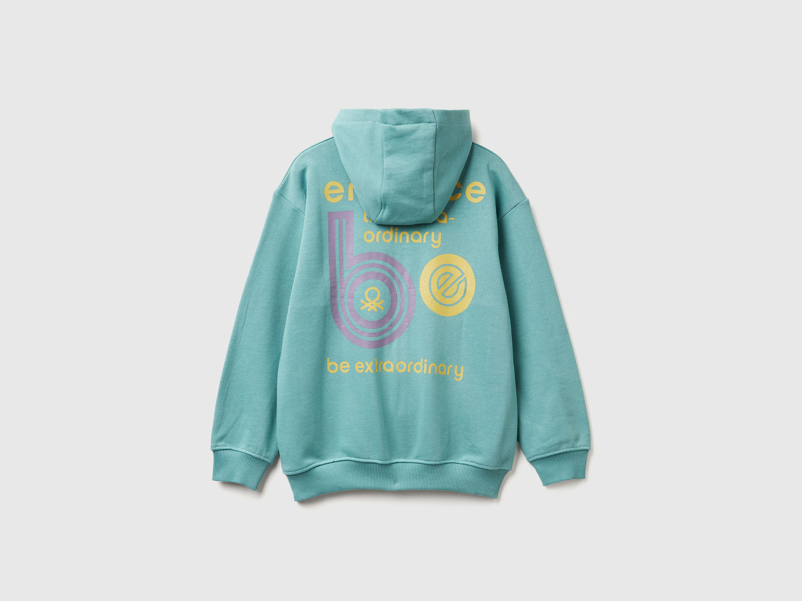 Felpa ampia con stampe da bambino celeste 2 | Benetton Outlet