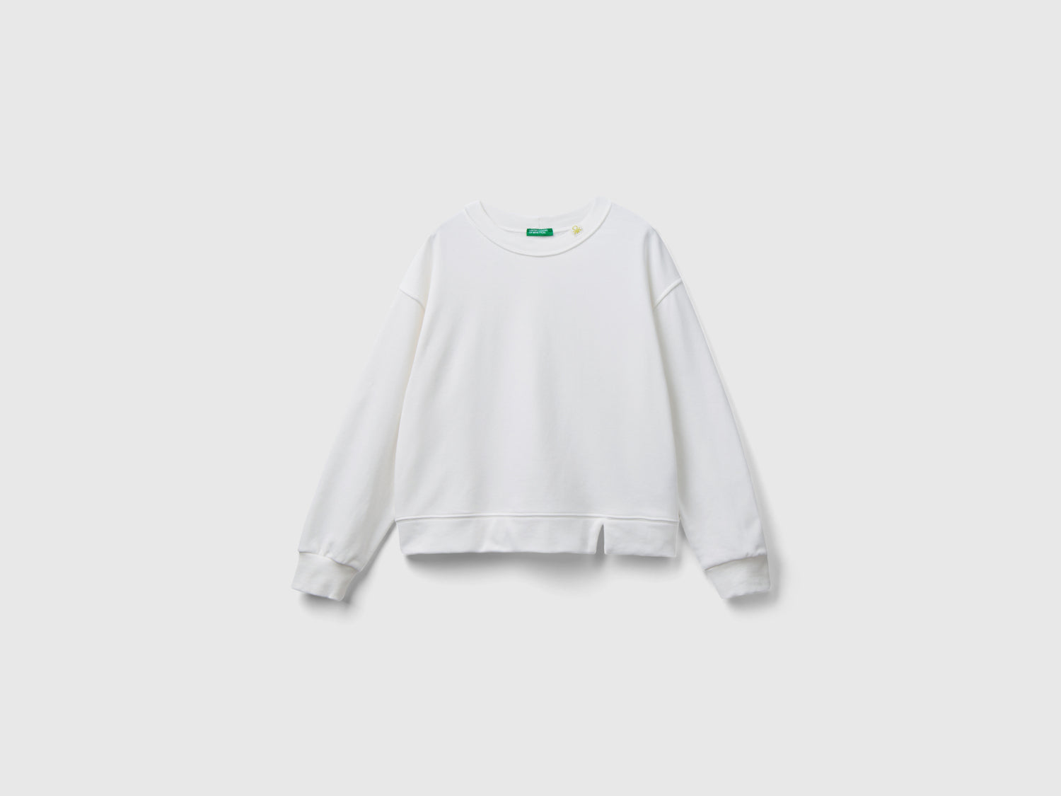 Felpa chiusa in misto cotone da donna bianco panna | Benetton Outlet