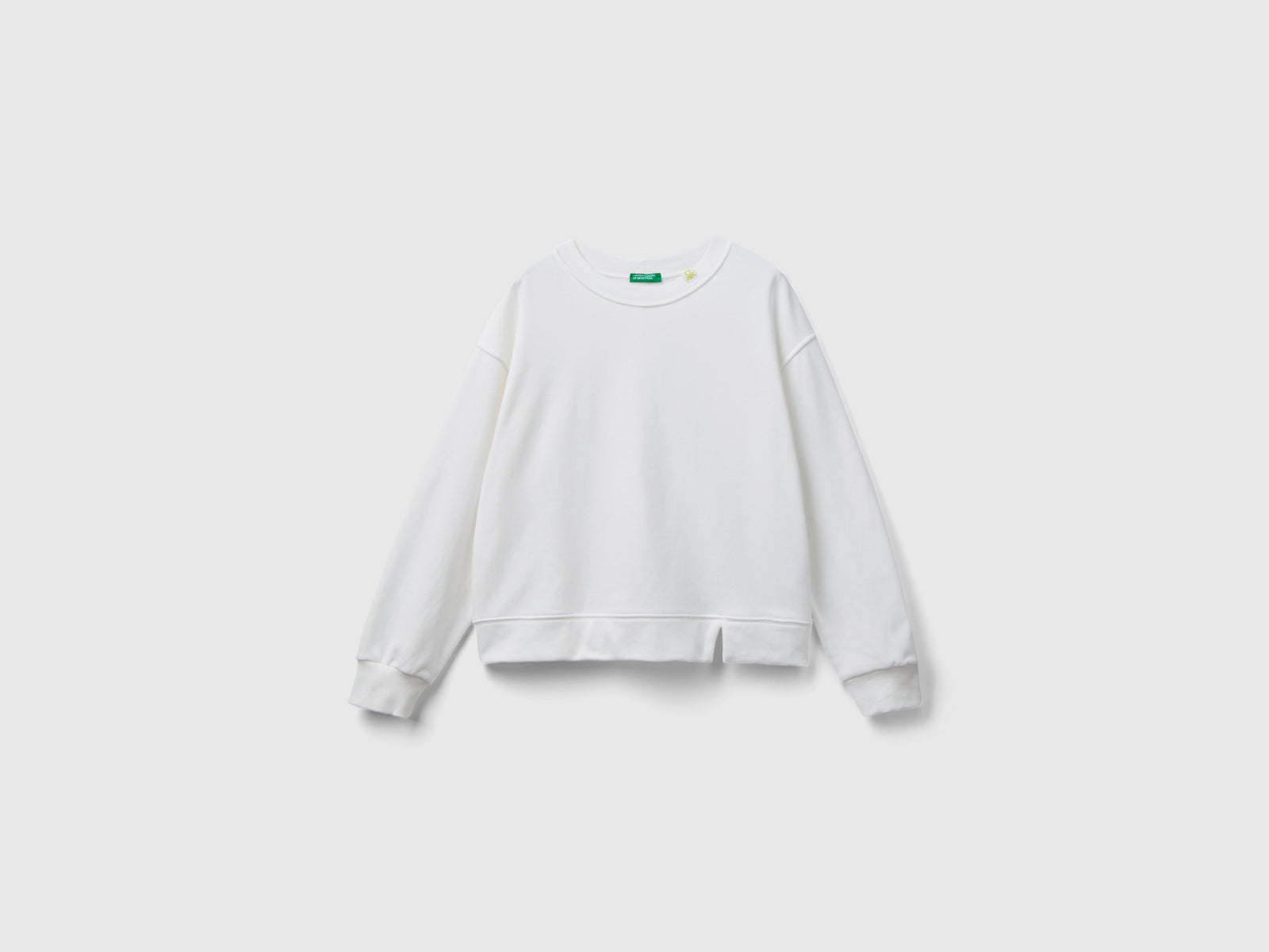 Felpa chiusa in misto cotone da donna bianco panna | Benetton Outlet