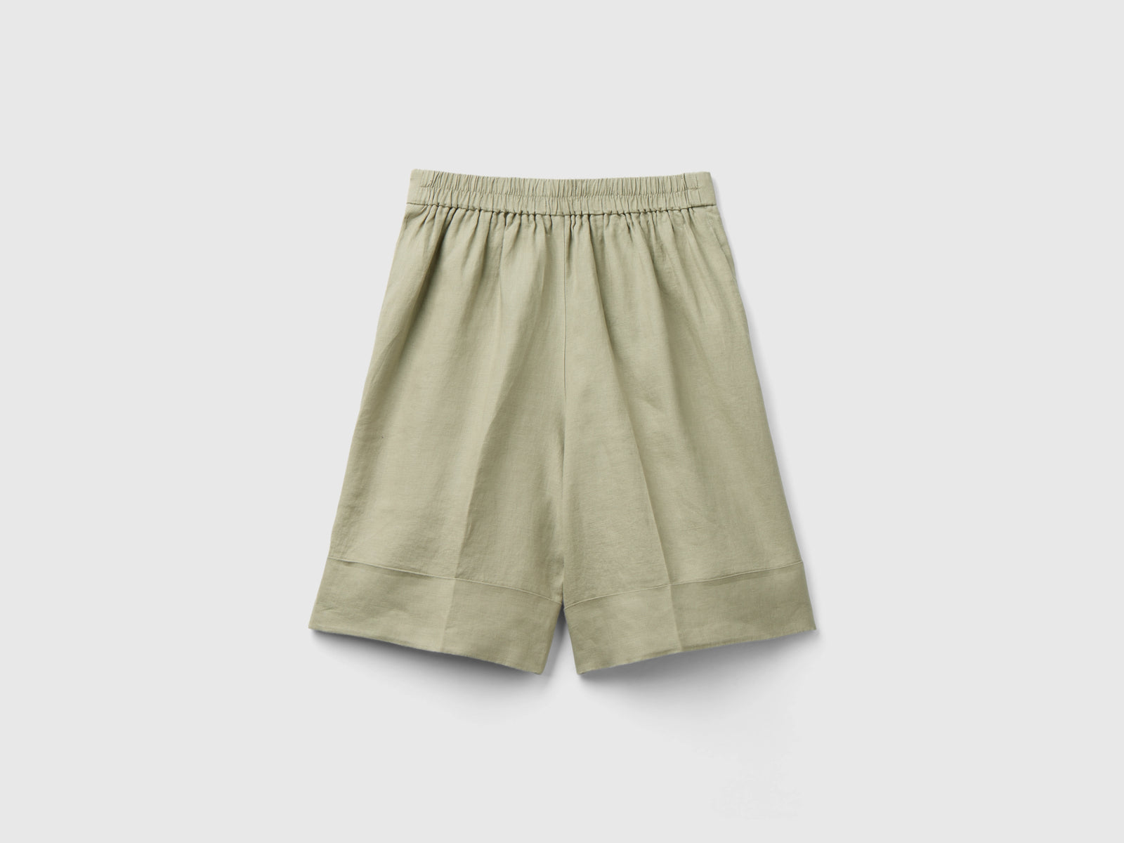 Bermuda 100% lino con risvolto da donna beige 2 | Benetton Outlet