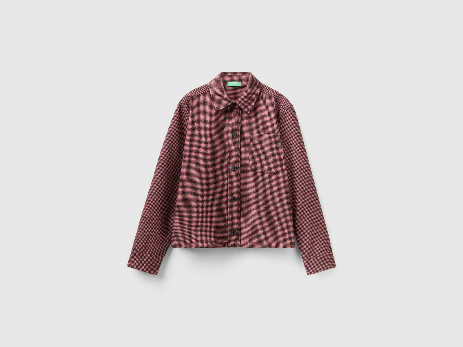 Overshirt corta pied de poule da donna bordeaux | Benetton Outlet