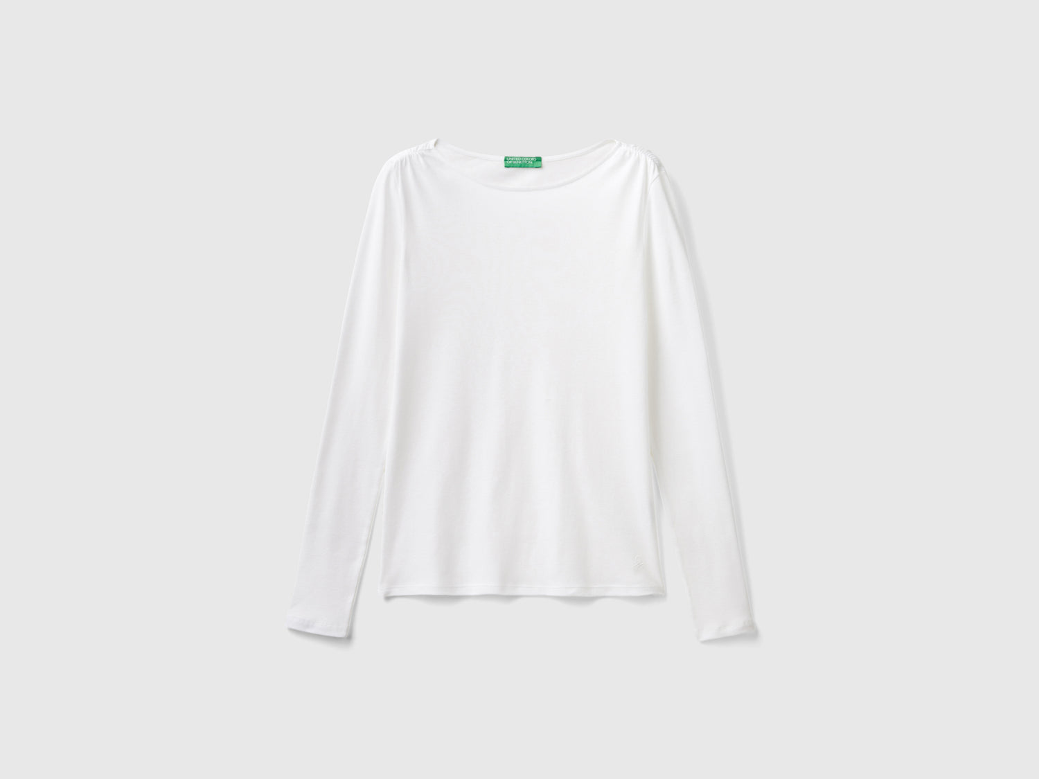 Maglietta manica lunga in puro cotone da donna bianco | Benetton Outlet