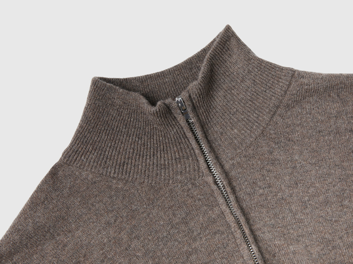 Maglia zippata in 100% lana Merino