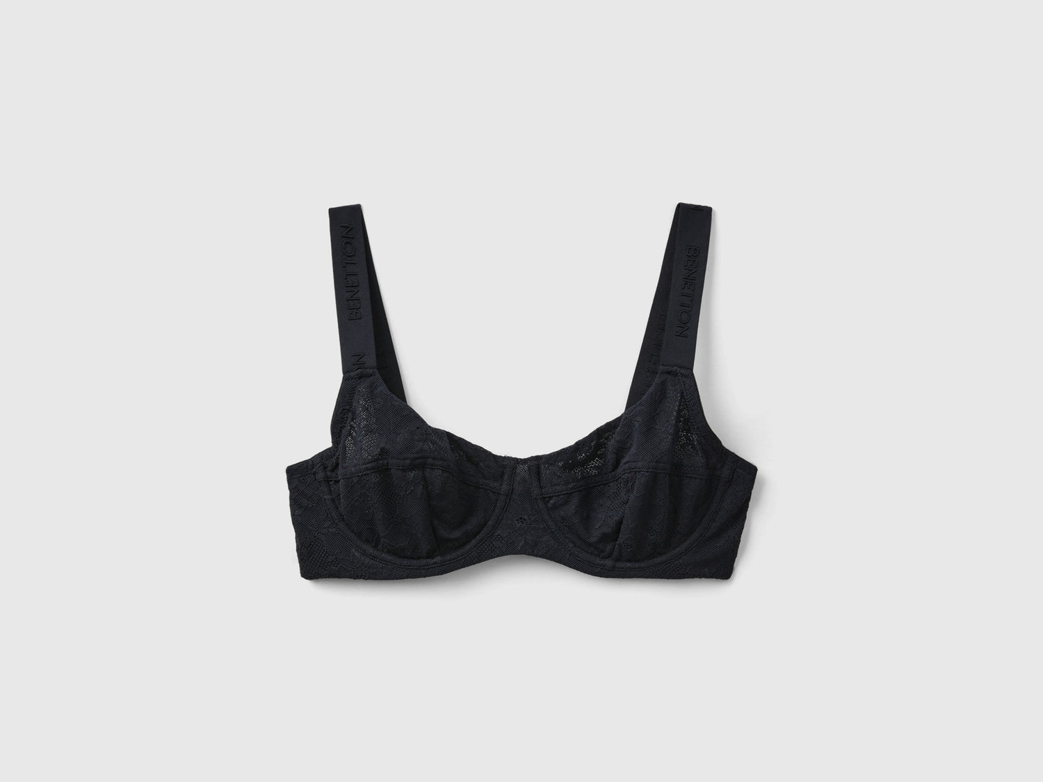 Reggiseno coppa C in pizzo stretch da donna nero | Benetton Outlet