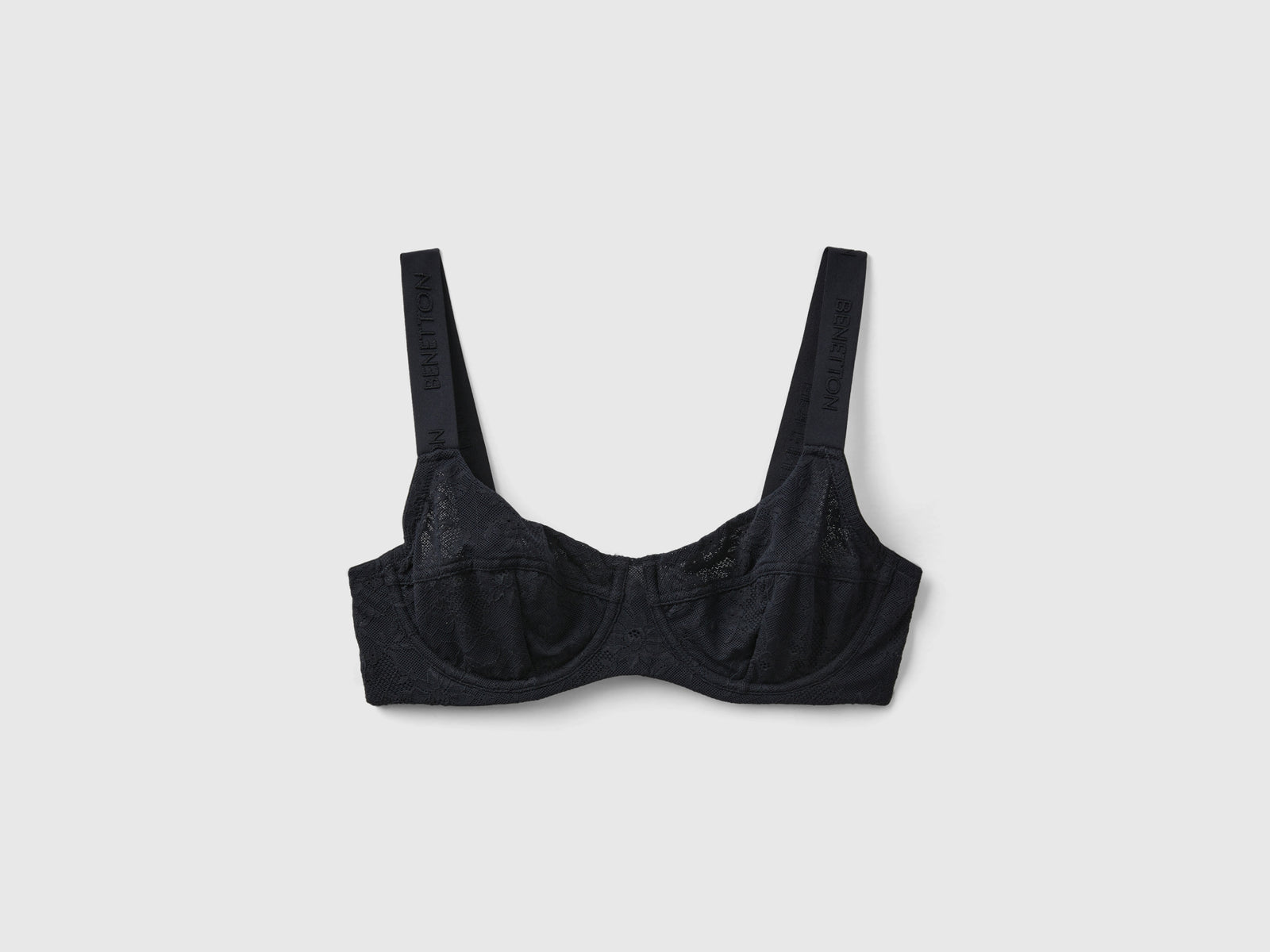 Reggiseno coppa C in pizzo stretch da donna nero | Benetton Outlet