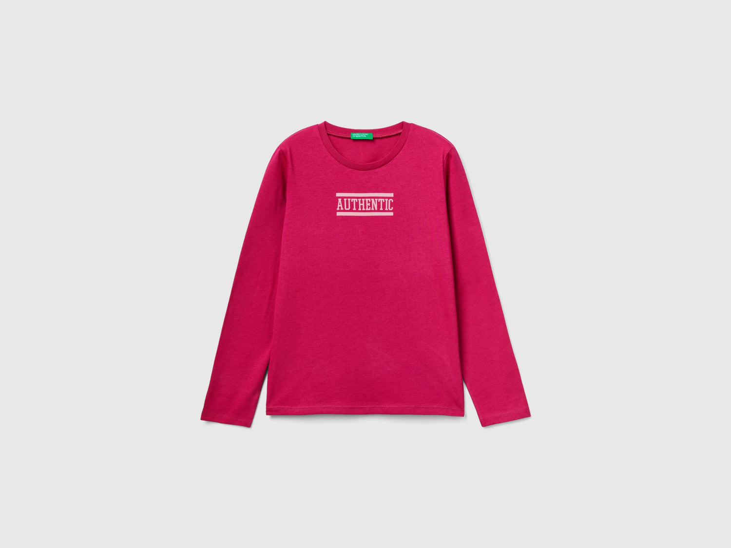 T-shirt con stampa lettering da bambina ciclamino | Benetton Outlet