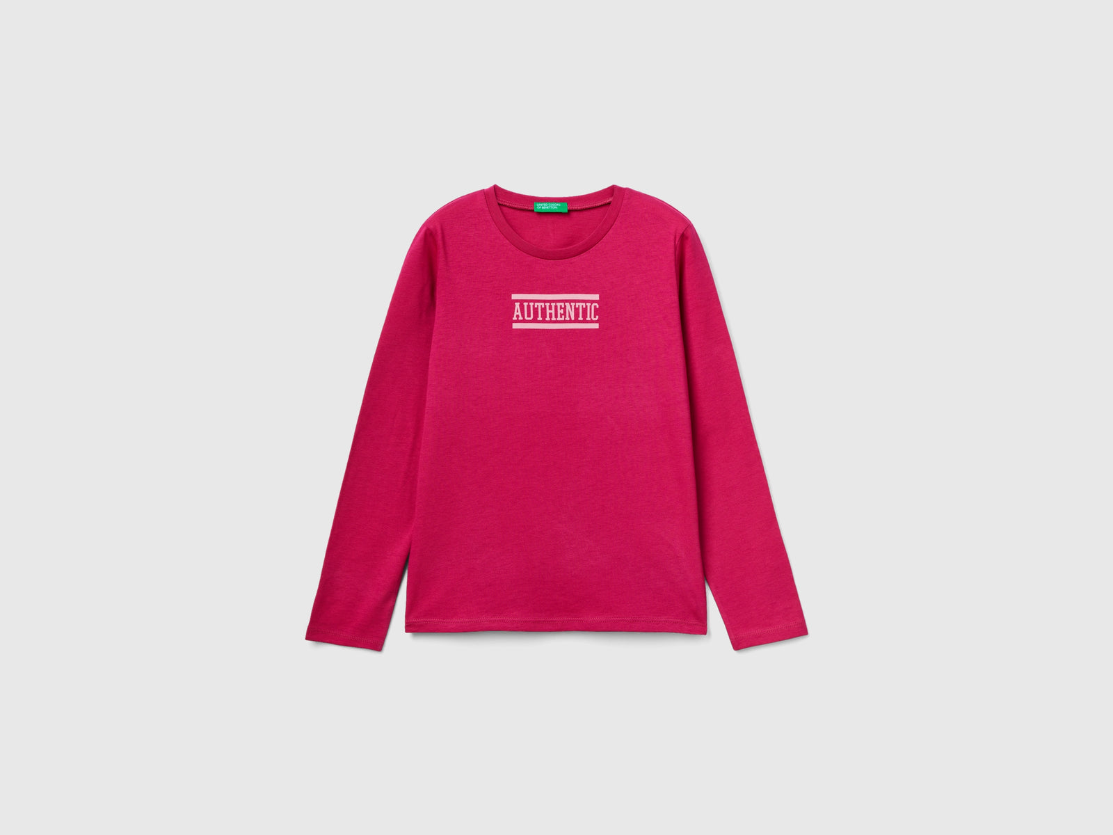 T-shirt con stampa lettering da bambina ciclamino | Benetton Outlet