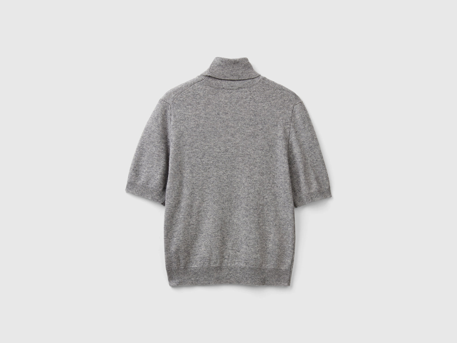 Dolcevitao a manica corta in misto cashmere da donna grigio chiaro 2 | Benetton Outlet