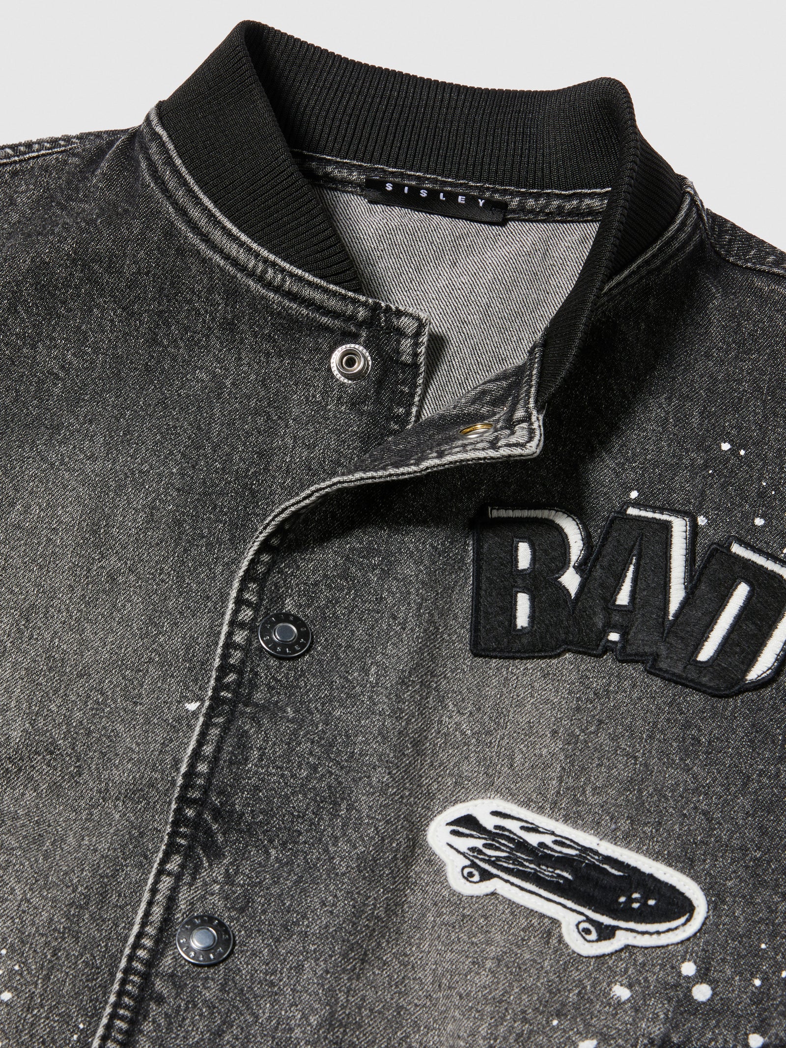 Bomber di jeans effetto spruzzato da bambino nero 3 | Sisley young Outlet
