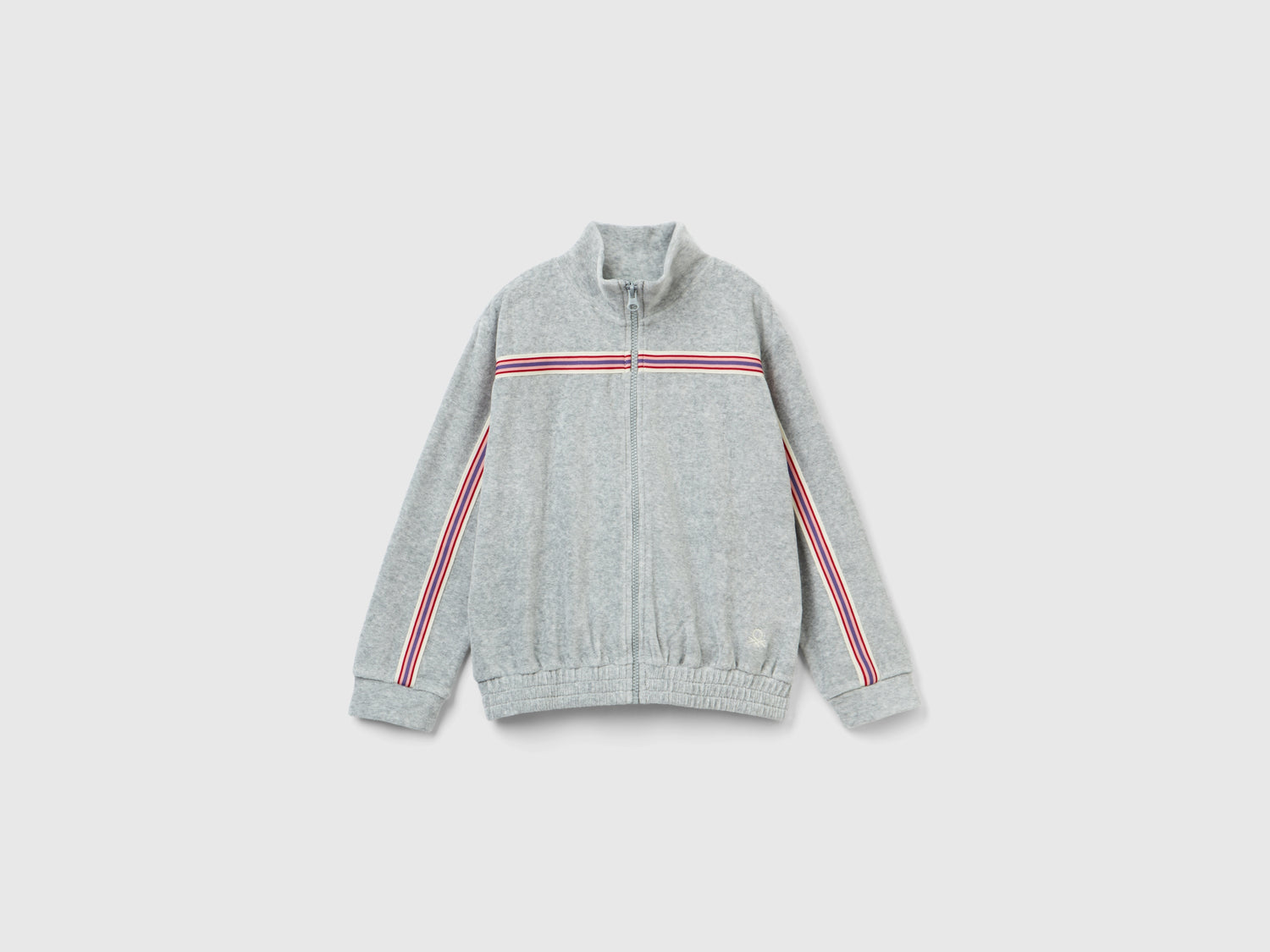 Felpa in ciniglia con collo alto da bambina grigio chiaro | Benetton Outlet