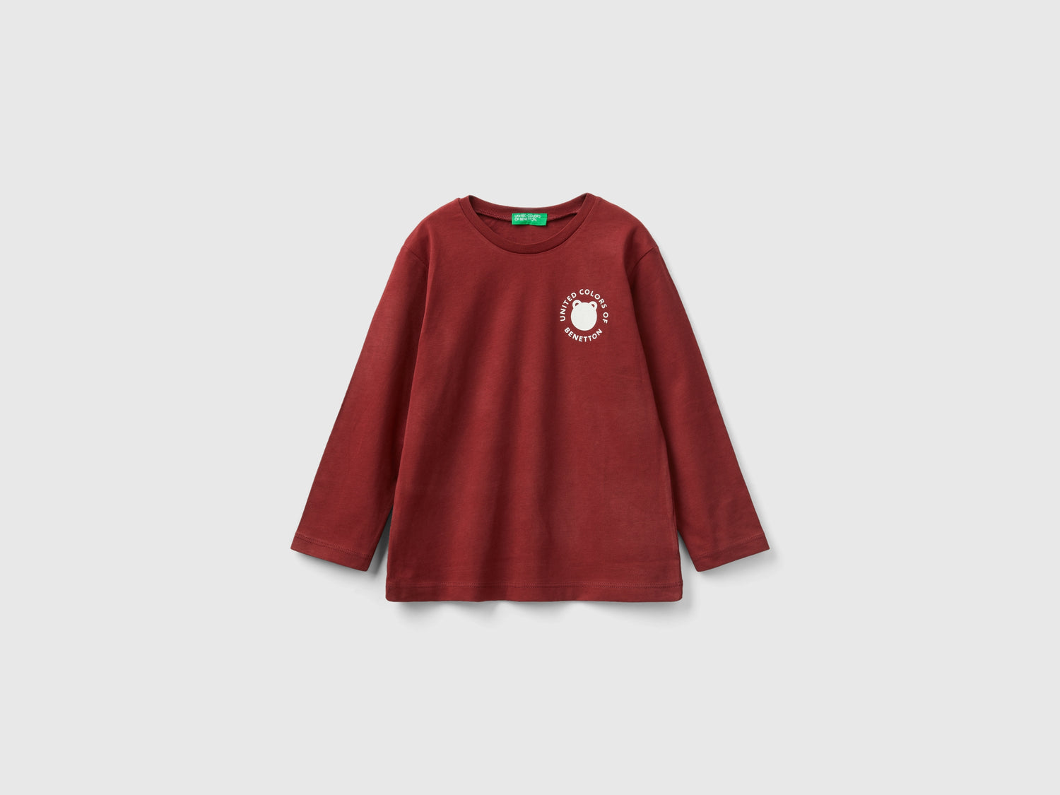 Maglietta girocollo in caldo cotone bio da bimbo bordeaux | Benetton Outlet