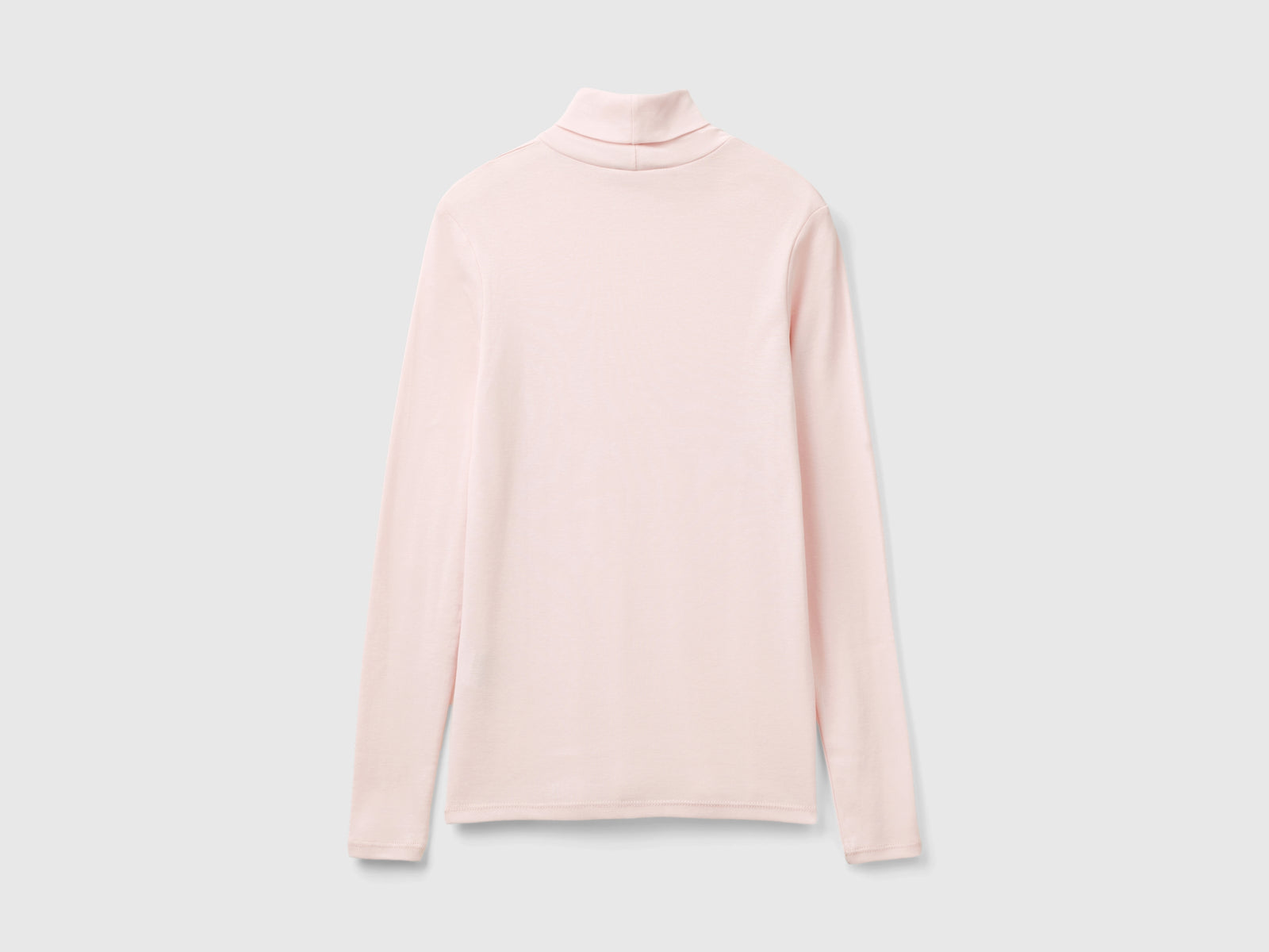 T-shirt a manica lunga con collo alto da donna rosa pastello 2 | Benetton Outlet