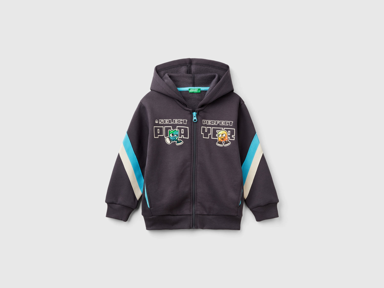 Felpa gamer con cappuccio da bimbo grigio scuro | Benetton Outlet