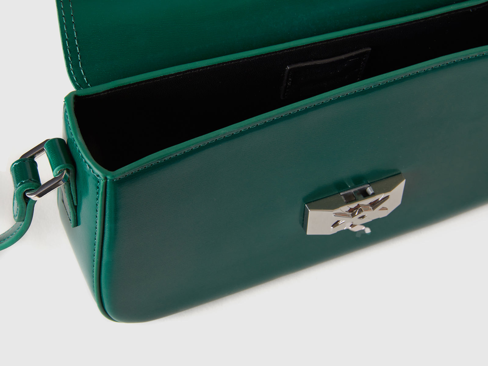 Borsa baguette effetto vernice da donna verde scuro 3 | Benetton Outlet