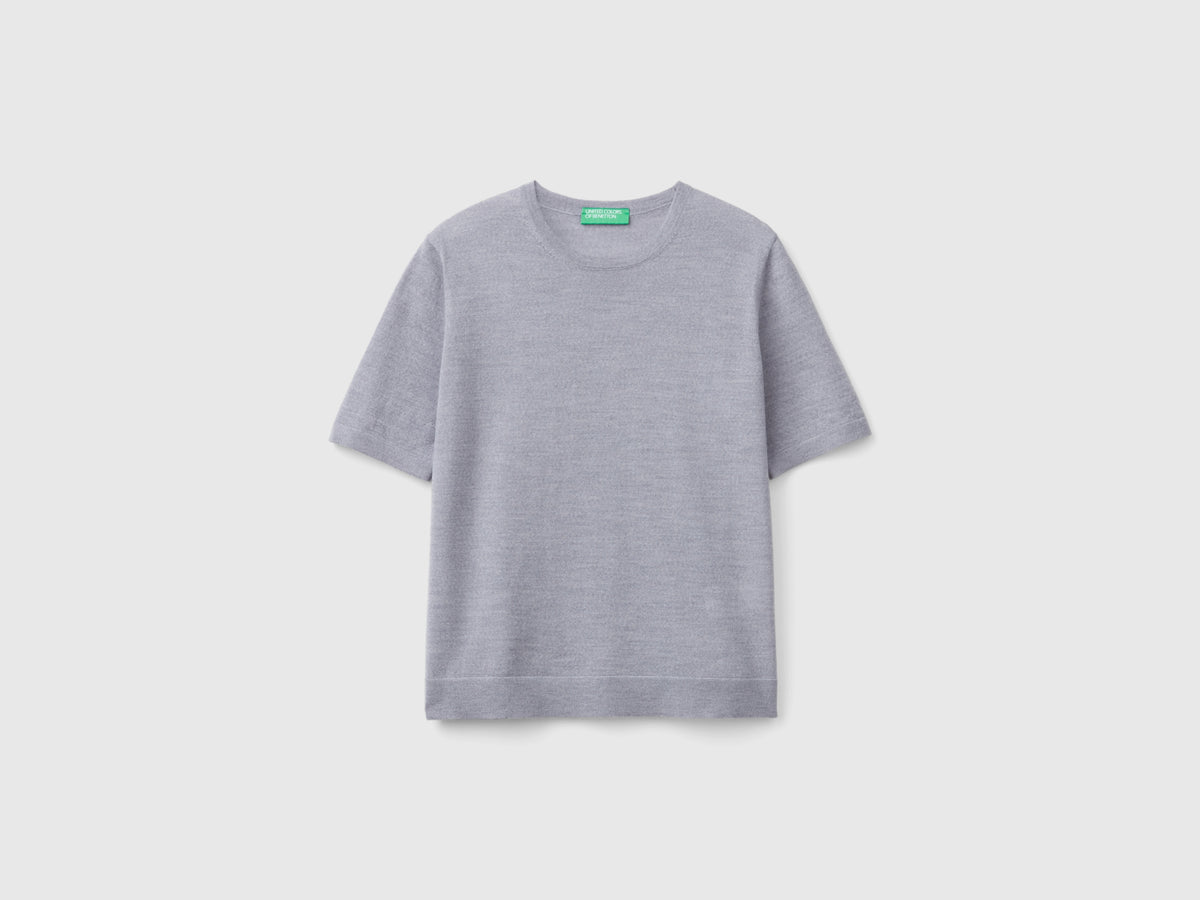 Maglia manica corta in pura lana Merino