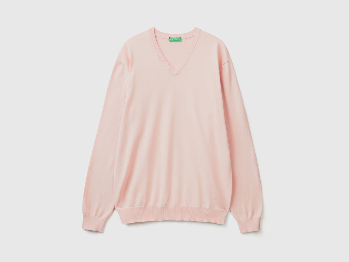 Maglia in puro cotone con scollo a V