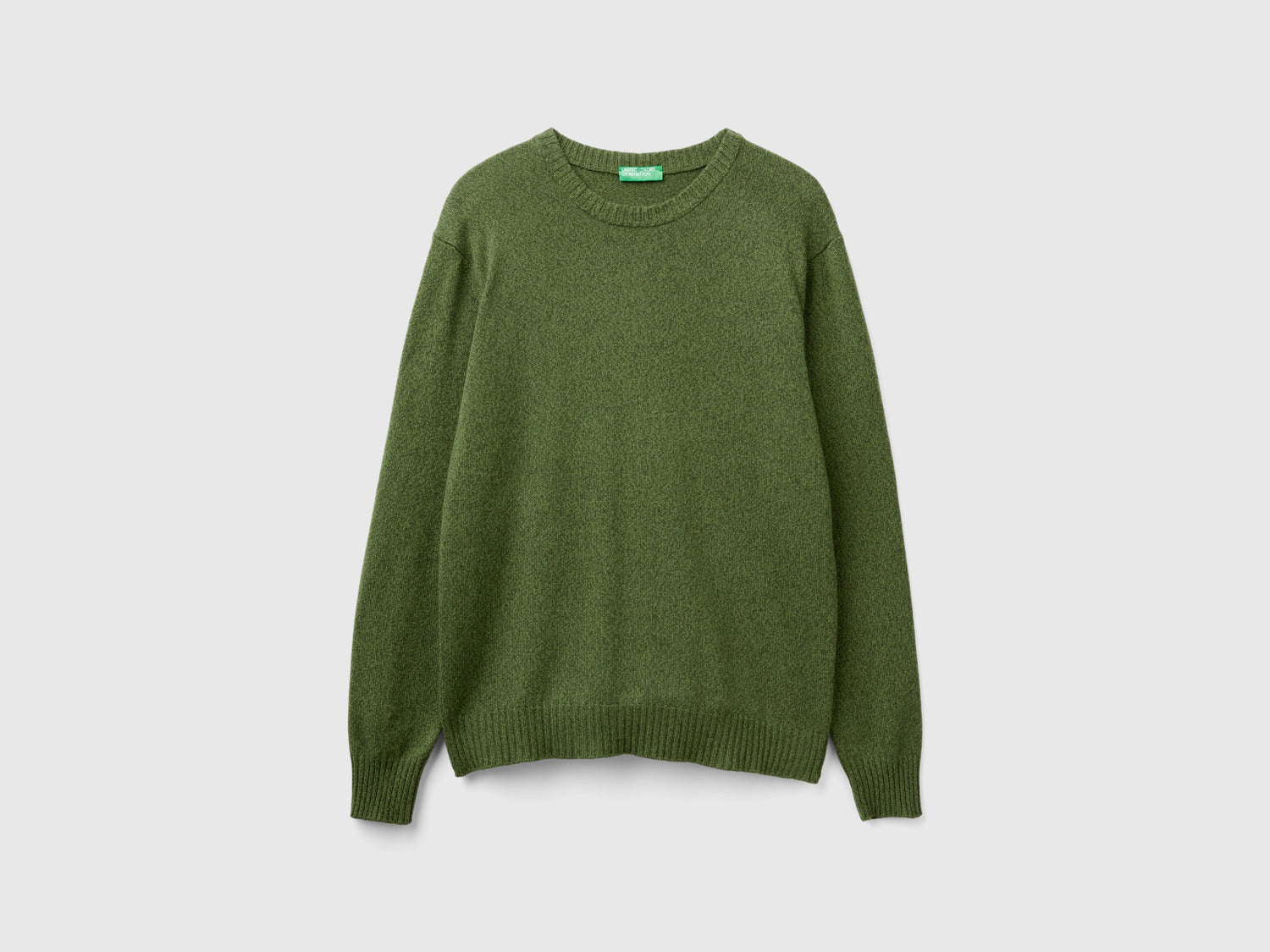 Maglia girocollo in misto lana e cashmere da uomo verde oliva | Benetton Outlet
