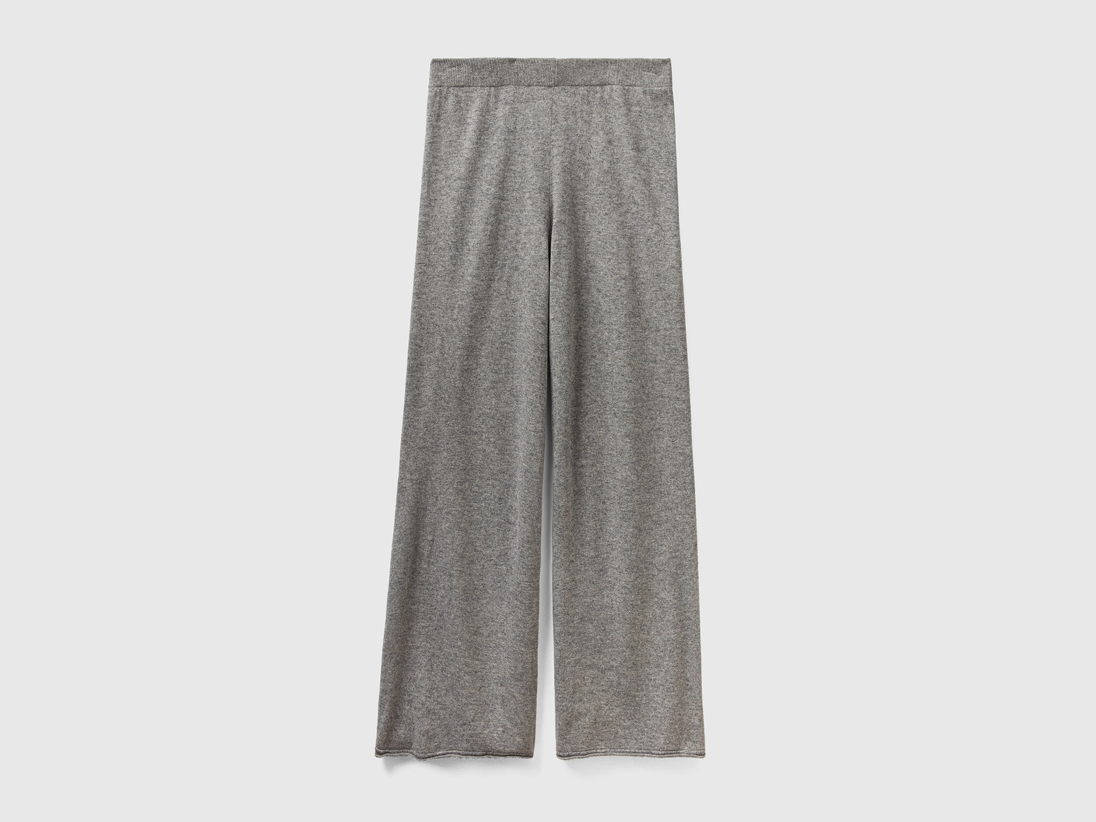 Wide trousers in a wool and cashmere blend da donna grigio chiaro | Benetton Outlet