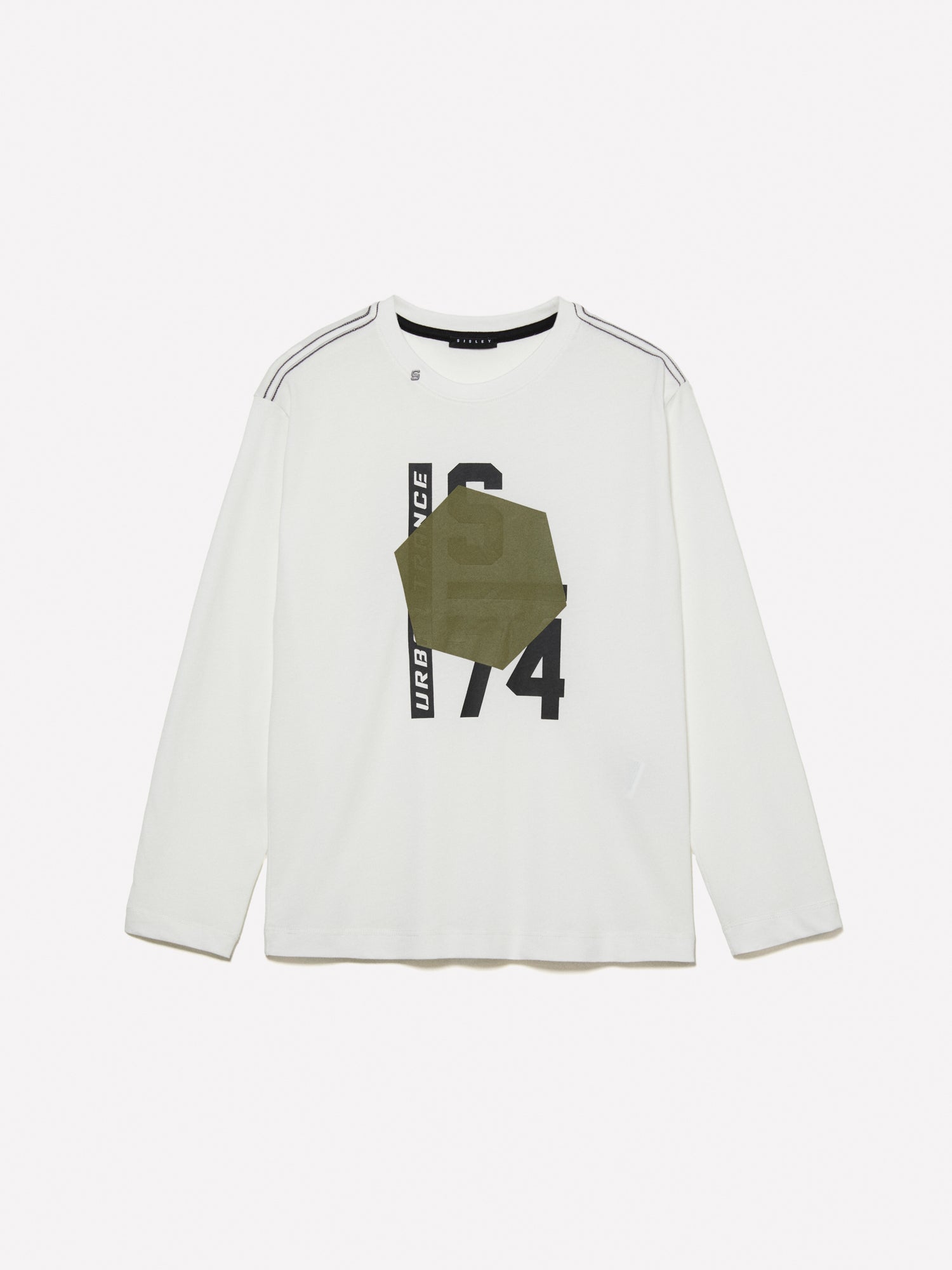 T-shirt con stampa a rilievo da bambino bianco | Sisley young Outlet