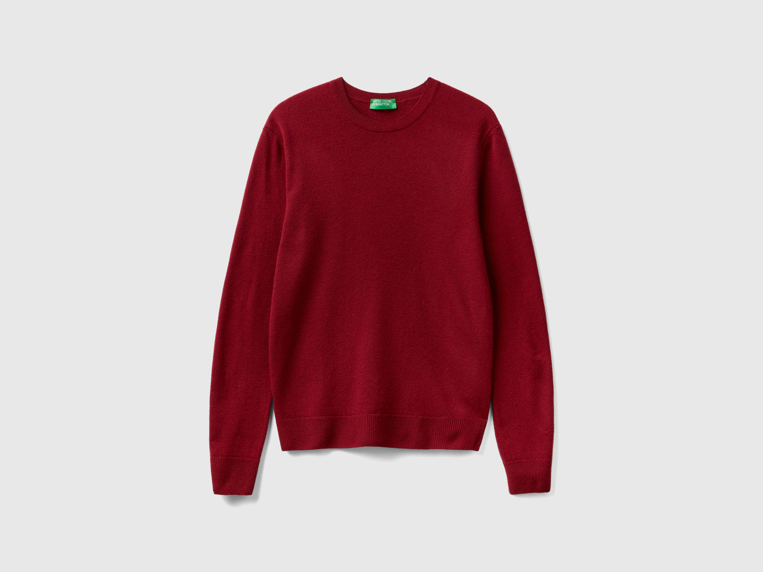 Maglia girocollo in lana Merino da donna bordeaux | Benetton Outlet