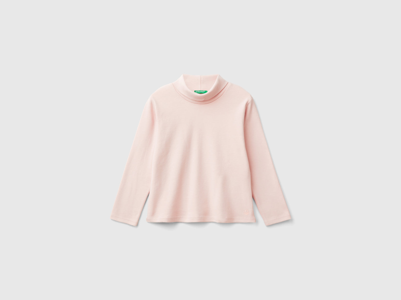 T-shirt dolcevita in caldo cotone bio da bimba rosa tenue | Benetton Outlet