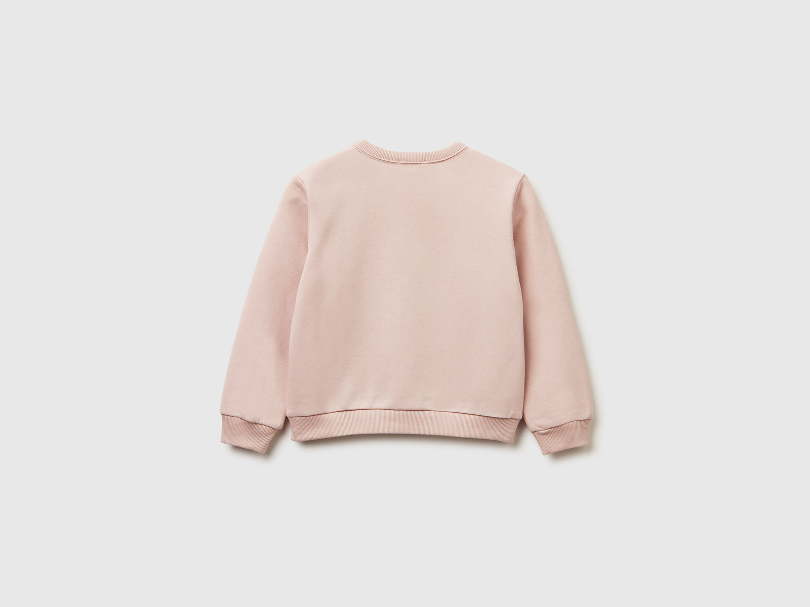 Felpa chiusa con stampa glitter da bimba rosa tenue 2 | Benetton Outlet