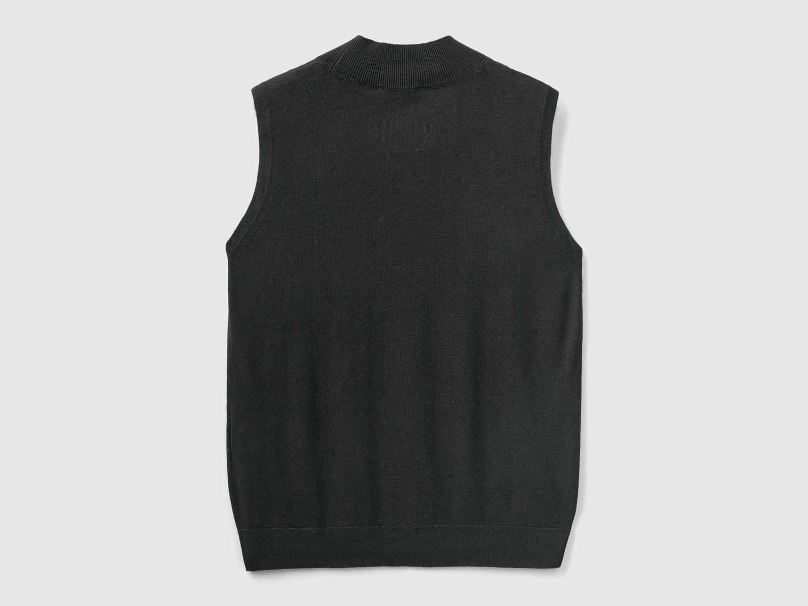 Maglia smanicata in misto viscosa da donna nero 2 | Benetton Outlet