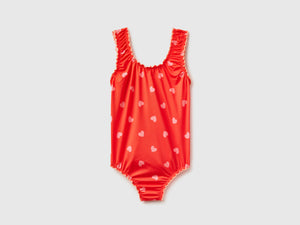 Costume intero in tessuto elasticizzato con stampa cuori