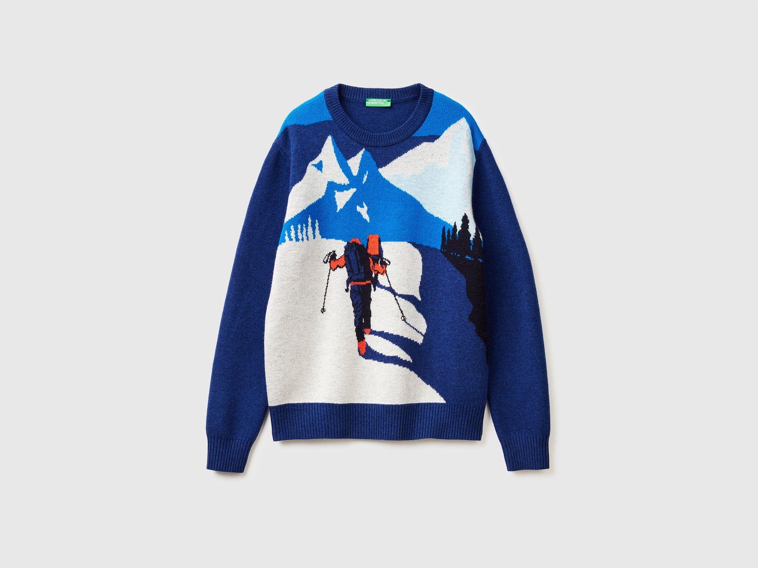 Maglione con grafica sci da uomo blu scuro | Benetton Outlet