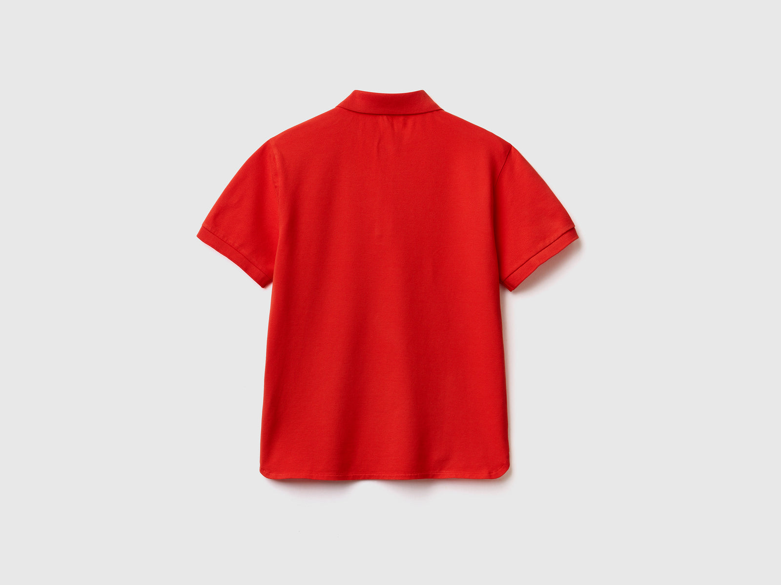Polo a manica corta in piquet di cotone elasticizzato da donna rosso 2 | Benetton Outlet