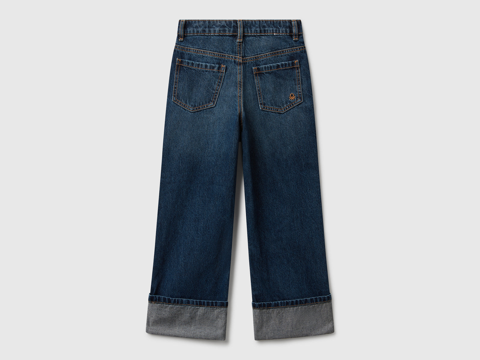 Jeans straight con risvolto da bambina blu 2 | Benetton Outlet